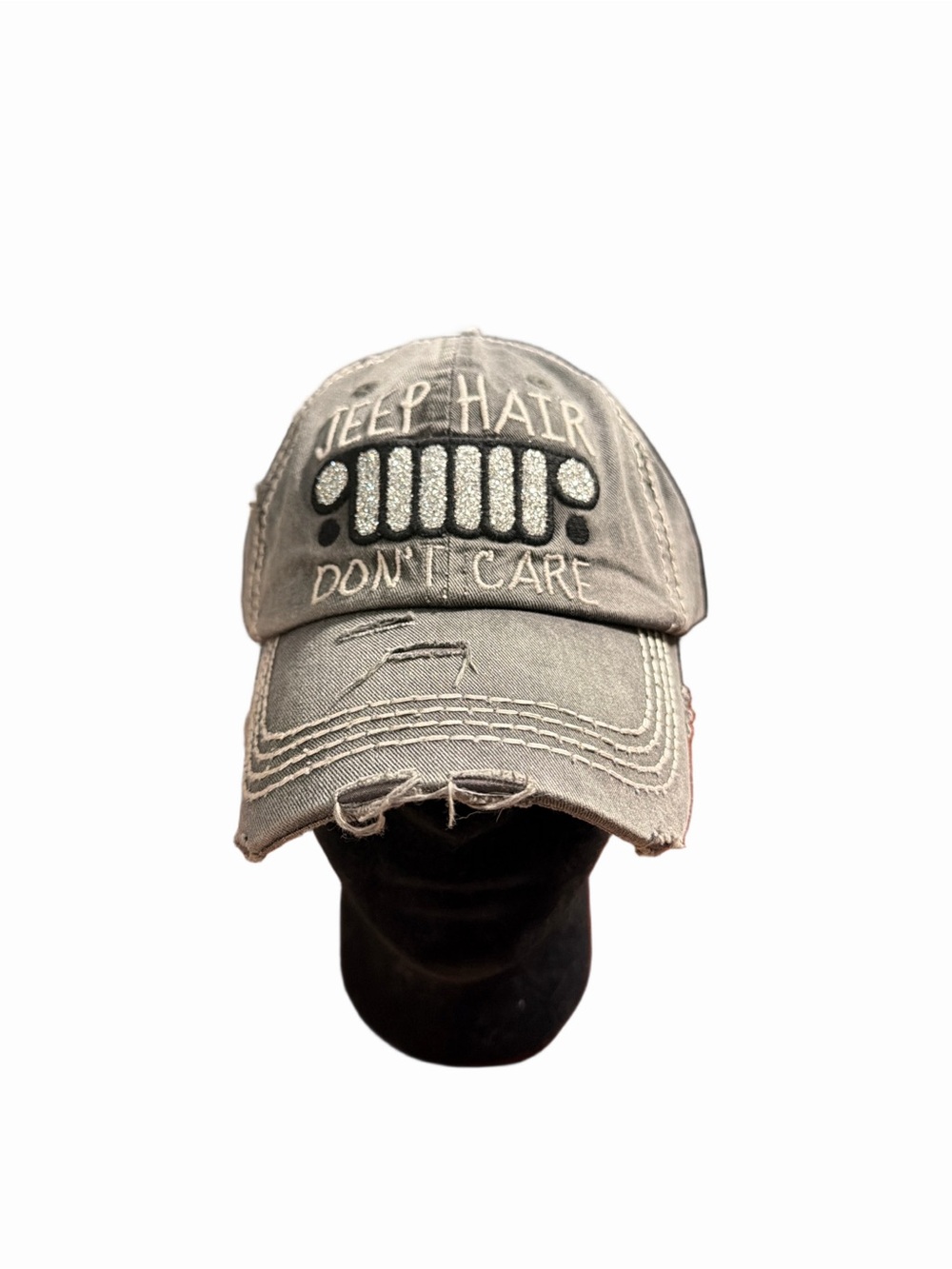 KBETHOS "Jeep Hair Don't Care" distressed baseball cap